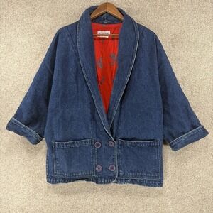 Checkmate VTG Denim Western Jacket Womens 1X Oversized Batwing Utility Coat
